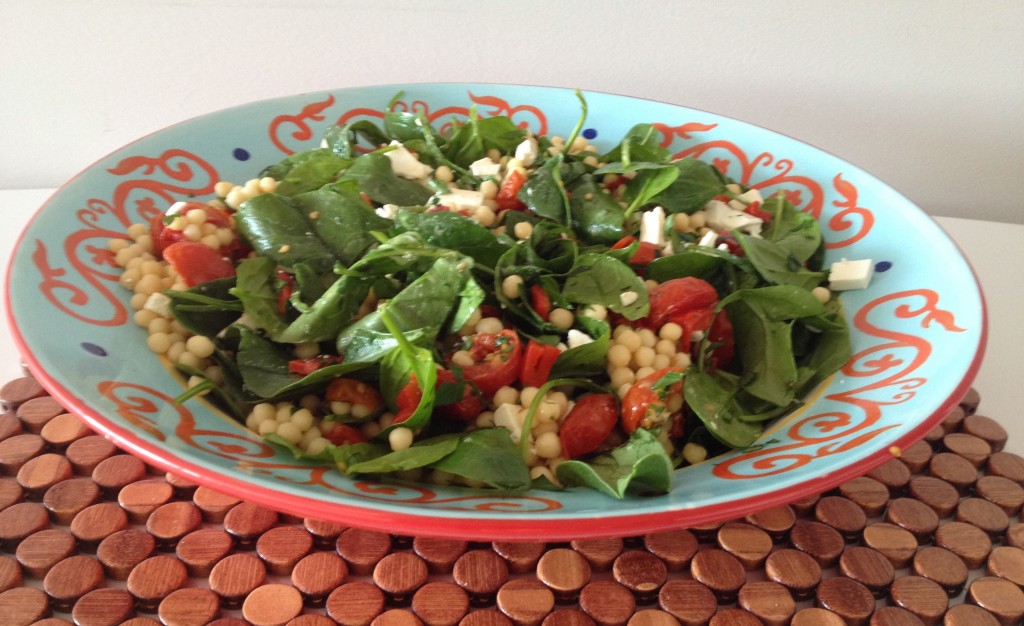 Pearl Couscous with Roast Tomato, Spinach & Feta