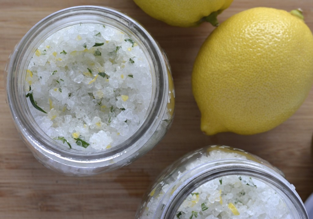 Lemon rosemary salt scrub