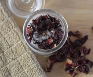 Homemade bath salts - rose, lavender & tea tree