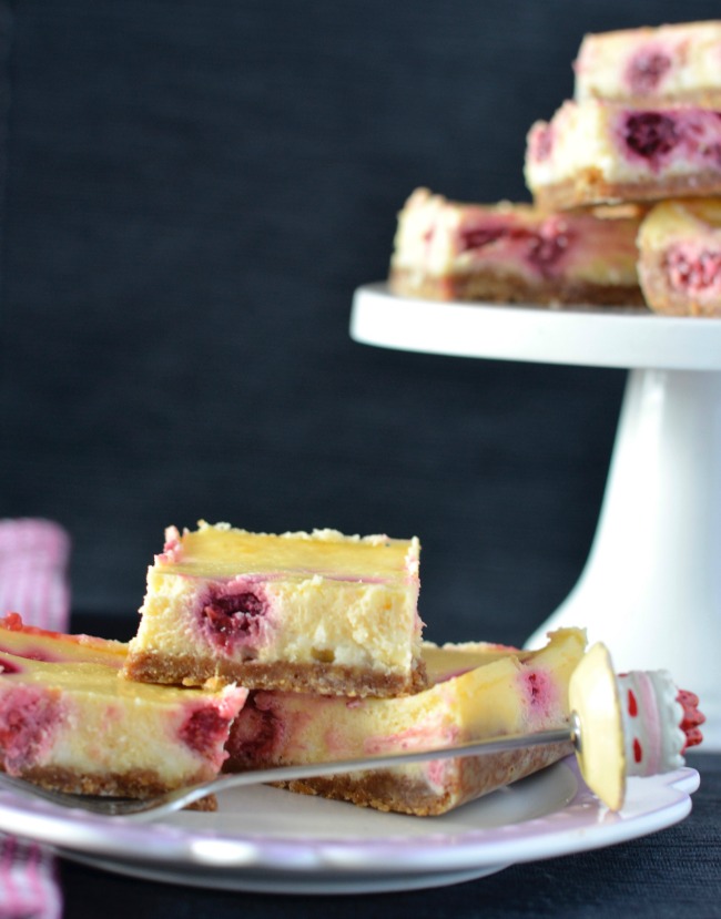 Raspberry White Chocolate Cheesecake Slice | I Spy Plum Pie