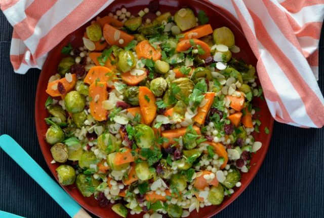 Brussels Sprout and Sweet Potato Israeli Couscous Salad | I Spy Plum Pie