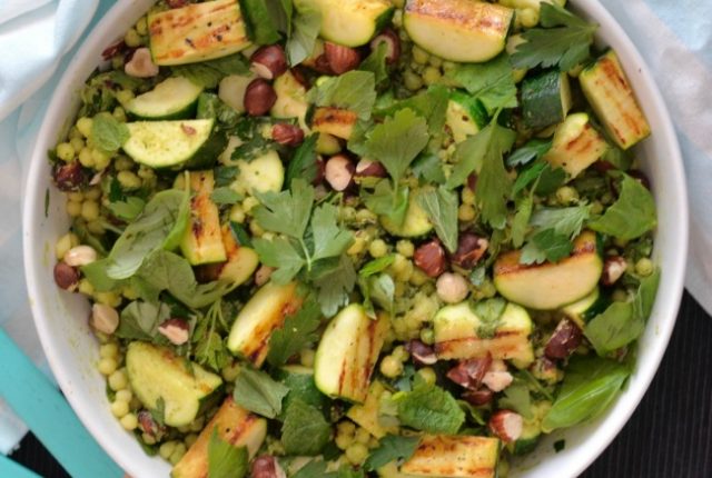 Charred Zucchini Israeli Couscous Salad | I Spy Plum Pie