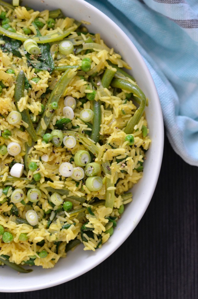 Vegetable Pilaf with Onion and Greens | I Spy Plum Pie