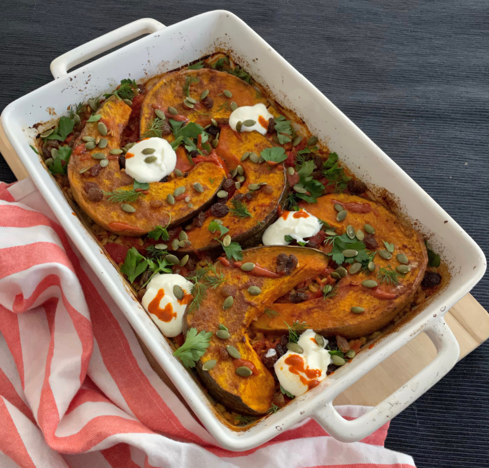 Roasted Pumpkin with Tomato and Pearl Barley | I Spy Plum Pie