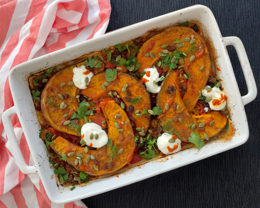 Roasted Pumpkin with Tomato and Pearl Barley | I Spy Plum Pie
