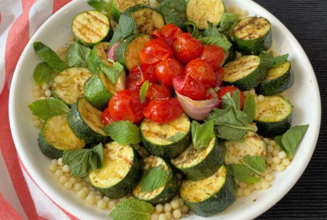 Grilled Zucchini Couscous and Tomato Salad